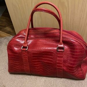 Bath & Body Works Red Crocodile-Embossed Travel Bag
